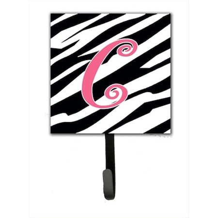 Jensendistributionservices 4.25 x 6 in. Letter C Initial Monogram Zebra Stripe and Pink Leash Or Key Hook MI1714434